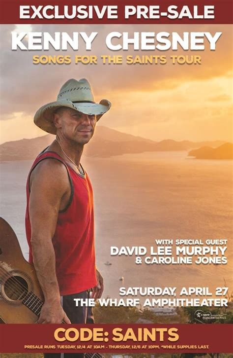 Kenny chesney presale ticket code - Nov 7, 2023 · A Live Nation pre-sale will begin on Wednesday, November 15th (use access code BACKSTAGE ). A variety of other pre-sales are all scheduled throughout the week, including an American Express... 